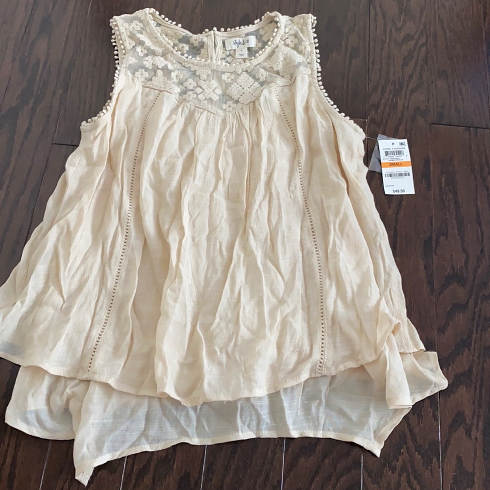 Style & Co juniors size S cream sleeveless blouse